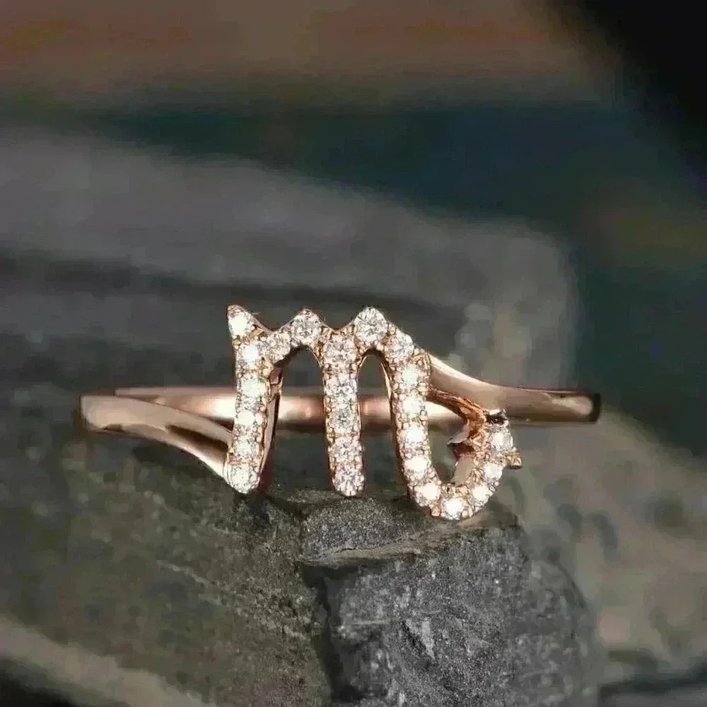 New 14k Rose Gold Over Silver Letter M / Scorpio ♏️ Ring